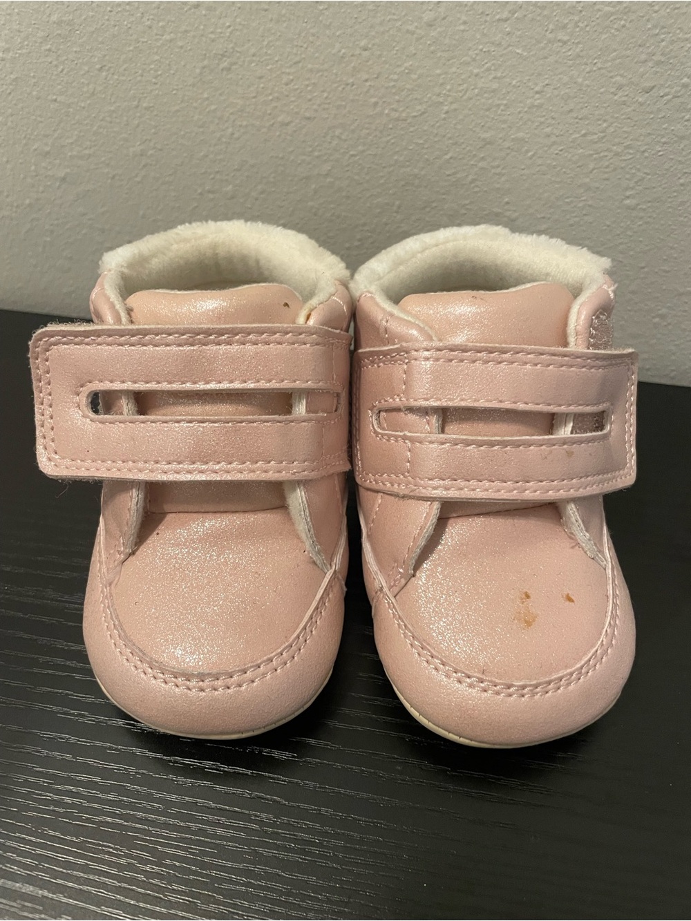 Carter's Shimmery Light Pink Velcro High-Top Baby Shoes Size 12-18M